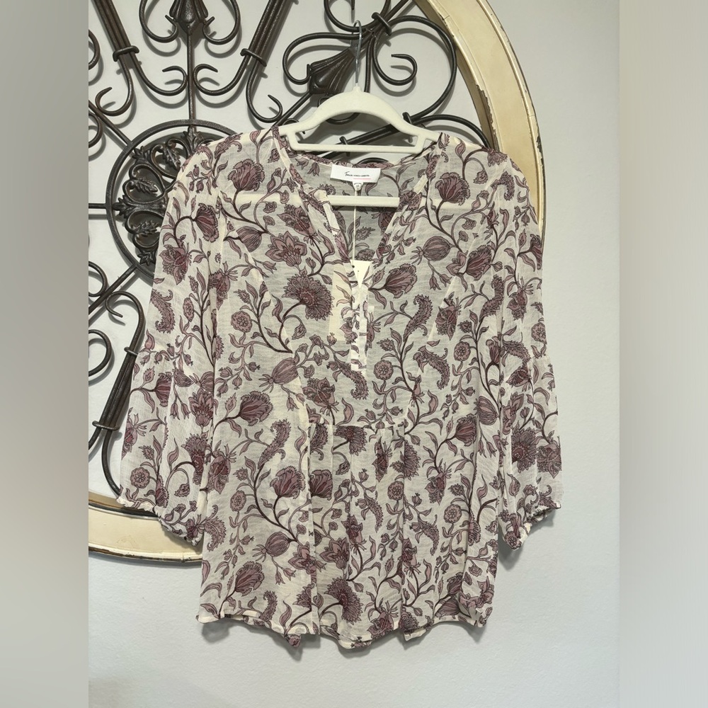 Two by Vince Camuto Sheer Floral Blouse